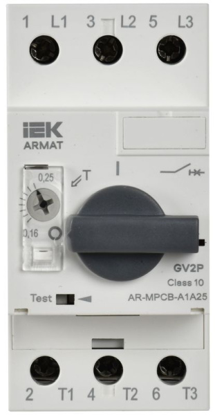 Выключатель автоматический защиты двигателя A1 GV2P 0.16-0.25А ARMAT IEK AR-MPCB-A1A25