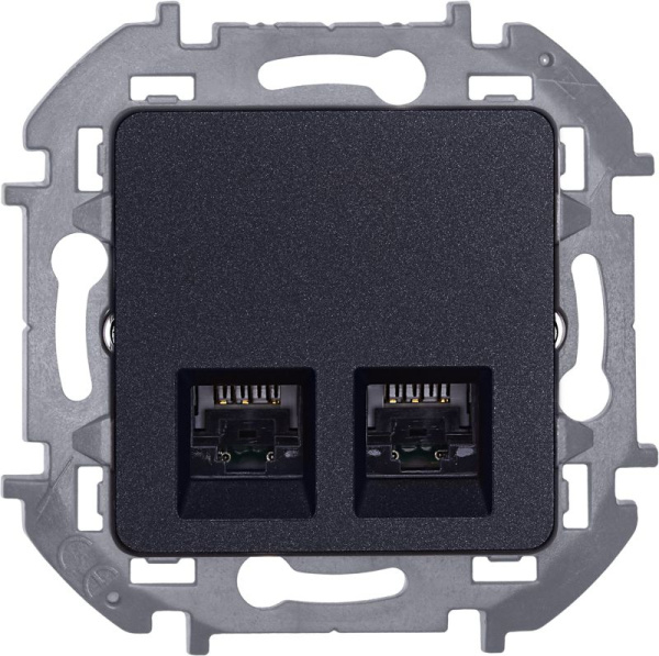 Розетка компьютерная 2-м Inspiria RJ45 кат.5E UTP антрацит IEK 673838