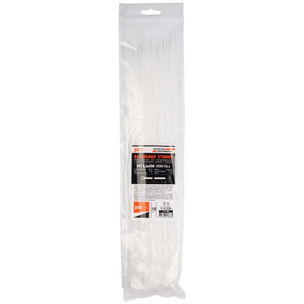 Хомут кабельный (стяжка) PCT 3.6х350-100WH 3.6х350 PA6.6 бел. (уп.100шт) JazzWay 5053885