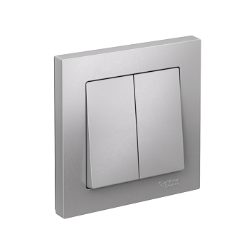 Выключатель 2-кл. СП AtlasDesign 10А IP20 (сх. 5) 10AX в сборе алюм. SE ATN000352
