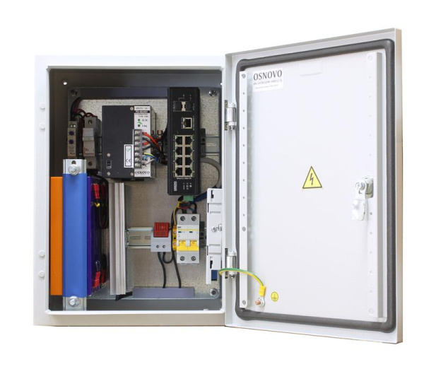 Коммутатор уличный OS-34TB1(SW-60812/I) с термостабил. и резерв. питанием на базе уличн. станции OSNOVO OS-34TB1 OSNOVO 13589