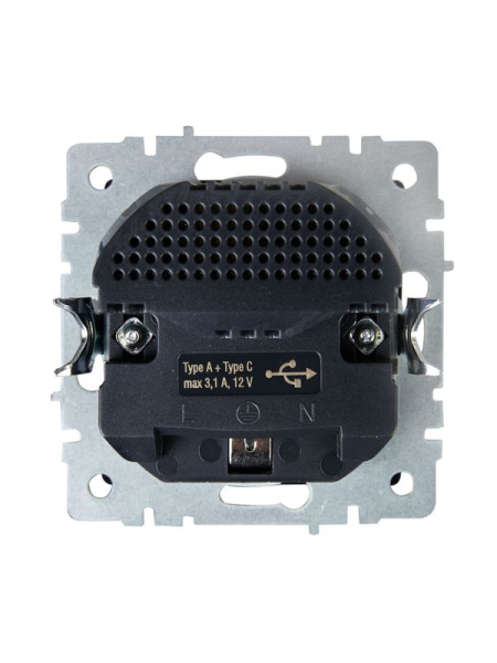 Розетка BRITE РЮш11-1-БрС 16А с USB A+C 18Вт с заземл. защ. шторки механизм сталь IEK BR-R14-16-U22-018-K46