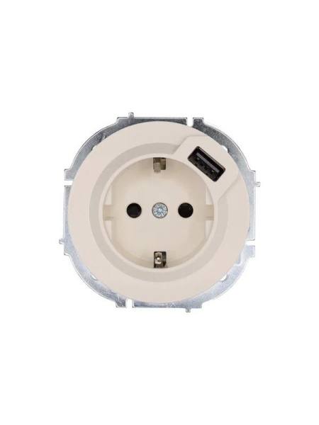 Розетка 1-м СП OSEN с заземл. + USB разъем механизм сл. кость LEZARD 743-9088-181
