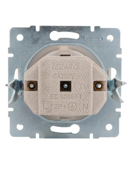 Розетка 1-м СП Rain 16А IP20 с заземл. керамика механизм бел. LEZARD 703-0288-122