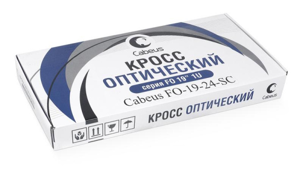 Кросс бокс оптический FO-19-24SC 19дюйм на 24 SC LC duplex со сплайс-кассетой и КДЗС без пигтейлов и проходных адаптеров Cabeus 7037c