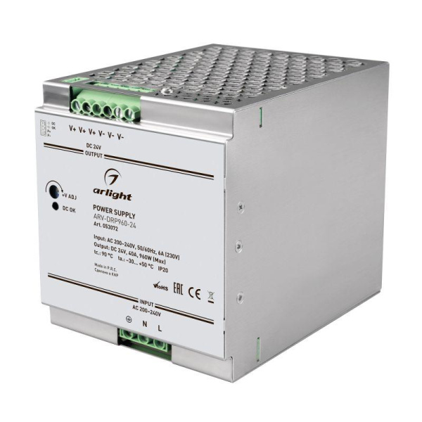Блок питания ARV-DRP960-24 24В 40А 960Вт PFC IP20 метал. Arlight 053072