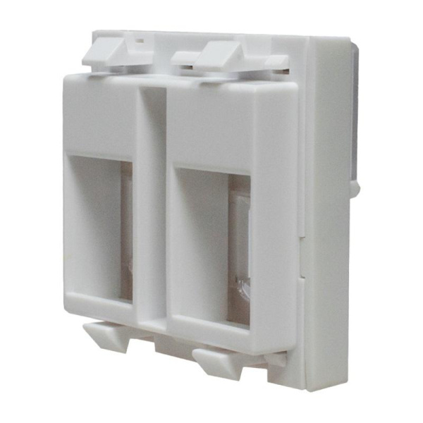Панель лицевая 2 порта 45х45 Keystone шторки откидное маркиров. окно (DIY) SUPRLAN 10-0302-1