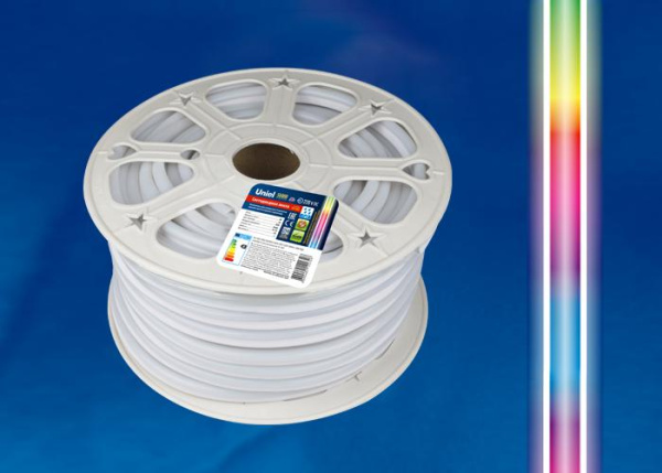 Лента светодиодная ULS-N22-5050-80LED/m-8mm-IP67-220V-10W/m-50M-RGB NEON 80LED/м RGB 10Вт/м IP67 220 8мм гибкая герметичная (уп.50м) Uniel UL-00005581