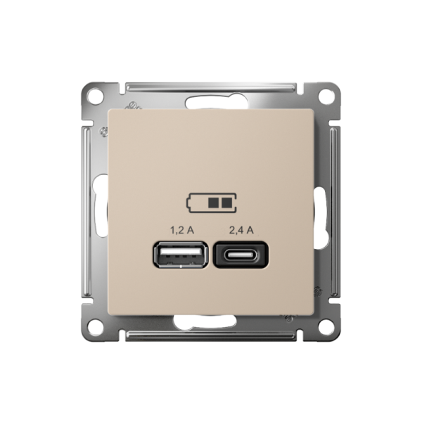 Розетка USB AtlasDesign тип A+C 5В/2.4А 2х5В/1.2А механизм песочн. SE ATN001239