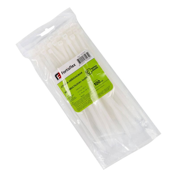 Хомут нейлоновый КСС MULTILOCK 5х200 бел. (уп.100шт) Fortisflex 102305