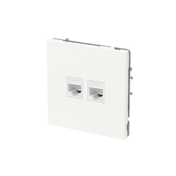 Розетка компьютерная 2-м KANT RJ45 кат.6A без шторки бел. магнолия DKC 7000674