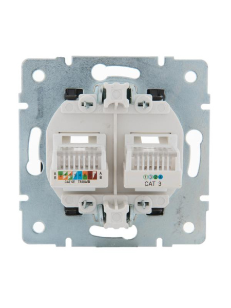 Розетка компьютерная + телефонная 2-м СП Karina RJ45 + RJ11 механизм черн. бархат LEZARD 707-4288-143