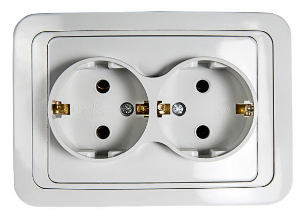 Розетка 2-м CLASSICO с заземл. 2128 бел. ASD / IN HOME 4680005959921