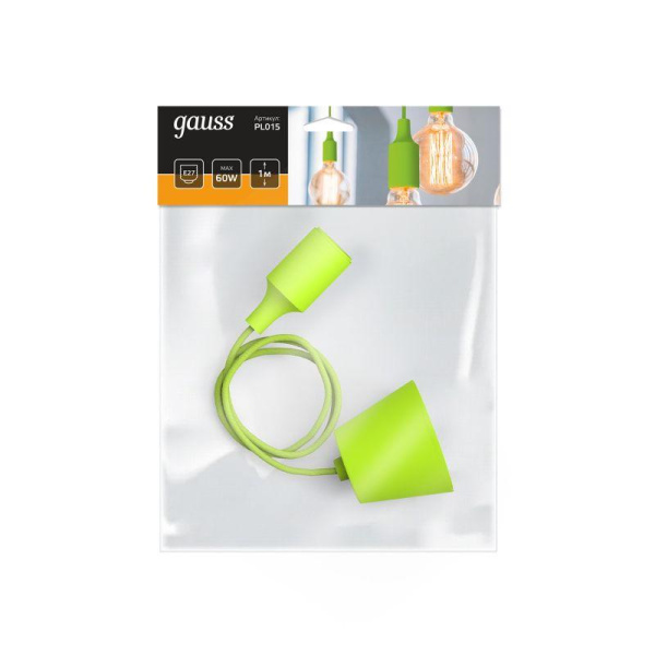 Светильник Decor E27 IP20 200-240В 1м подвесной зел. GAUSS PL015