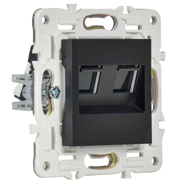 Розетка компьютерная двойн. RJ45 кат.5E SKANDY SK-K03Bl черн. IEK SK-K20-1-K02