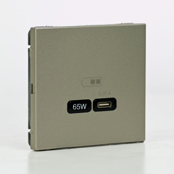 Розетка USB ArtGallery тип C 65Вт QC PD высокоскор. ЗУ механизм шампань SE GAL000527
