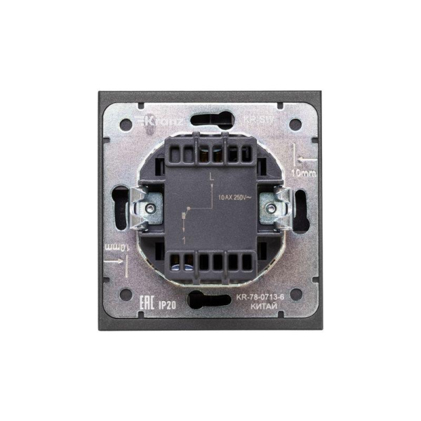 Выключатель 1-кл. СП STRONG MIELE 10А с подсветкой графит Kranz KR-78-0713-6