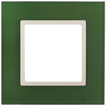 Рамка 1-м 14-5101-27 стекло Elegance зел.+сл. кость ЭРА Б0034481