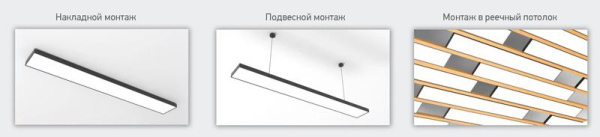 Светильник светодиодный PSO-01 36Вт 4000К IP40 1200х100мм ДПО/ДСО для реечных потолков накладной/подвесной черн. JazzWay 5051935
