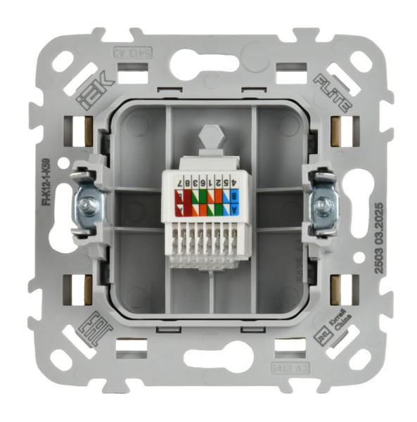 Розетка компьютерная СП FLITE РК5е-1-0-ФлХ RJ45 кат.5E UTP механизм хаки IEK FI-K12-1-K59