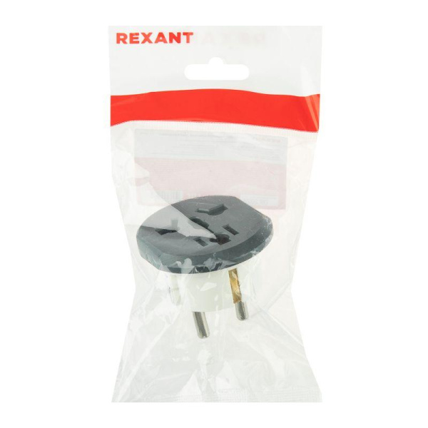 Адаптер универсальный (переходник) 16А с заземл. сер./бел. Rexant 11-1096