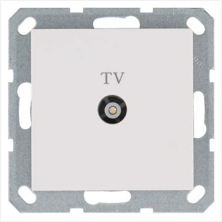 Розетка телевизионная оконечная TV Ф9.5мм механизм бел. глянцевый Jasmart G6001W