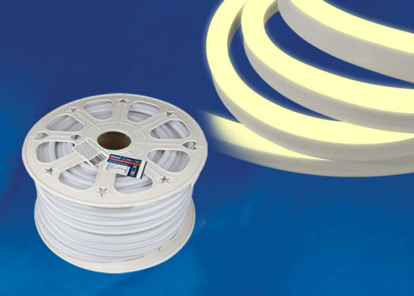 Лента светодиодная ULS-N21-2835-120LED/m-8mm-IP67-220V-8W/m-50M-WW NEON 8Вт/м 120LED/м тепл. бел. IP67 220В 8мм гибкая герметичная (уп.50м) Uniel UL-00002925