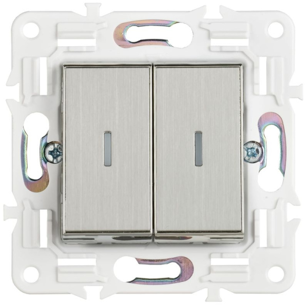 Выключатель 2-кл. SKANDY 10А SK-V09N с индикацией никель IEK SK-V20-1-10-K50