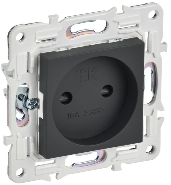 Розетка SKANDY 10А без заземл. защ. шторки SK-R01G графит IEK SK-R13-10-K53