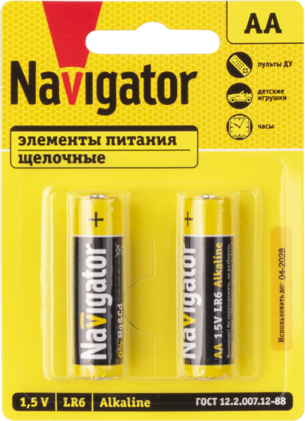 Элемент питания алкалиновый AA/LR6 93 964 NBT-NPE-LR6-BP2 (уп.2шт) Navigator 93964