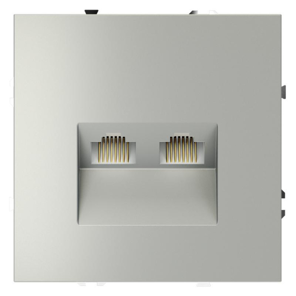 Розетка компьютерная 2-м СП S70 RJ45 + RJ45 кат.6 механизм сталь Voltum VLS060205