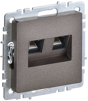 Розетка компьютерная двойн. СП RJ45 кат.6 BRITE РК11-2-БрТБ механизм бронза IEK BR-K20-2-K45