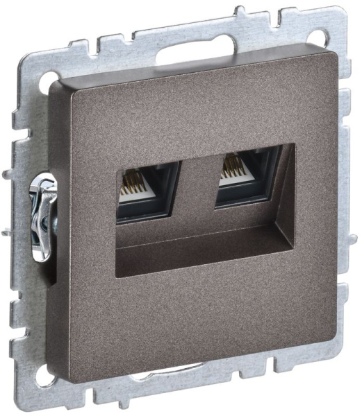 Розетка компьютерная двойн. СП RJ45 кат.6 BRITE РК11-2-БрТБ механизм бронза IEK BR-K20-2-K45