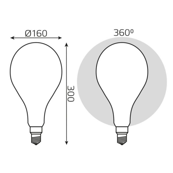 Лампа светодиодная филаментная Black Filament 10Вт A160 грушевидная матовая 4100К нейтр. бел. E27 890лм диммир. GAUSS 179202210-D