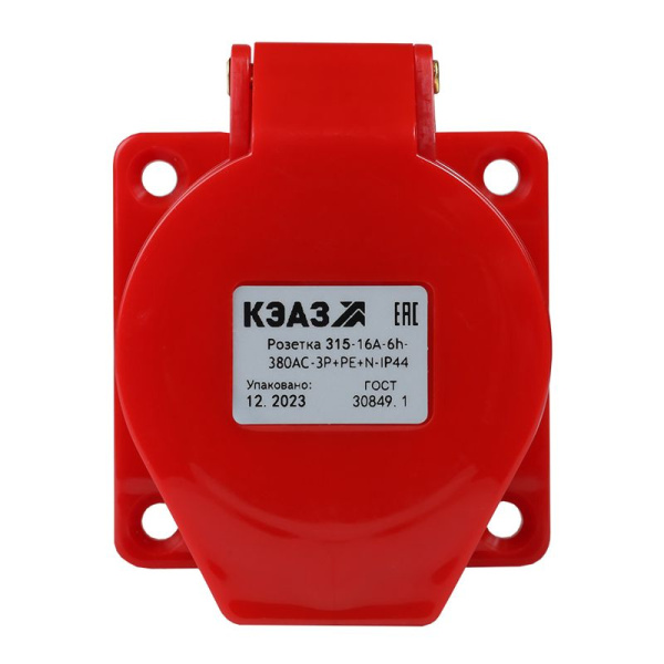 Розетка фланцевая 315 16А 380AC 3P+PE+N 6ч IP44 КЭАЗ 222759