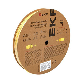 Трубка термоусадочная ТУТ нг 4/2 желт. (уп.200м) EKF tut-4-y