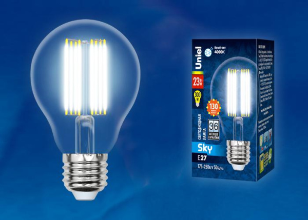 Лампа светодиодная LED-A70-23W/4000K/E27 /CL PLS02WH Sky 23Вт прозрачная 4000К нейтр. бел. (упак. картон) Uniel UL-00005898