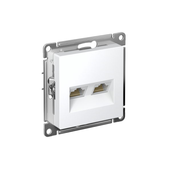 Розетка компьютерная 2-м AtlasDesign RJ45+RJ45 кат.5E механизм лотос SE ATN001385