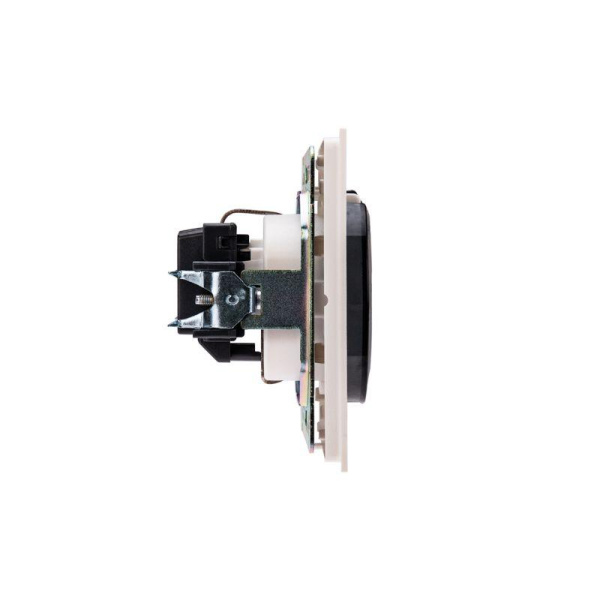 Розетка 1-м СП STRONG MIELE 16А с заземл. защ. шторки и крышкой жемчуж. Kranz KR-78-0702-4