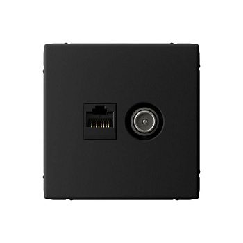 Розетка компьютерная + телевизионная 2-м СП ArtGallery RJ45 кат.5E + TV механизм карбон SE GAL001089