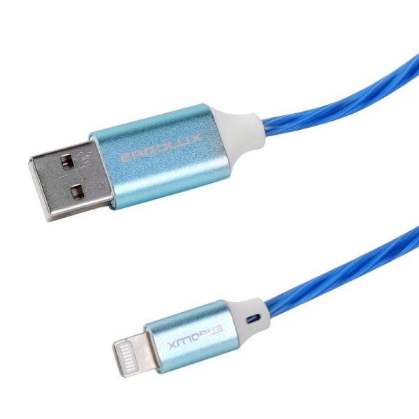 Кабель USB-Lightning ELX-CDC03-C06 3А 1.2м LED зарядка+передача данных коробка син. Ergolux 15306