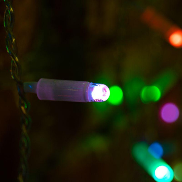 Гирлянда светодиодная "Светодиодный Дождь" 2х1.5м 300LED мультиколор RGB 30Вт 230В IP65 провод прозр. (свечение с динамикой при приобретении контроллера) Neon-Night 245-309
