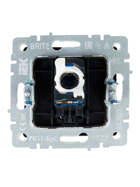 Розетка компьютерная СП RJ45 кат.6 BRITE РК11-БрС механизм сталь IEK BR-K10-2-K46