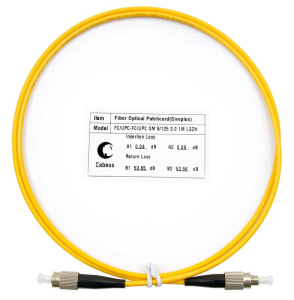 Шнур оптический FOP(s)-9-FC-FC-1.5m simplex FC-FC 9/125 sm 1.5м LSZH Cabeus 8306c
