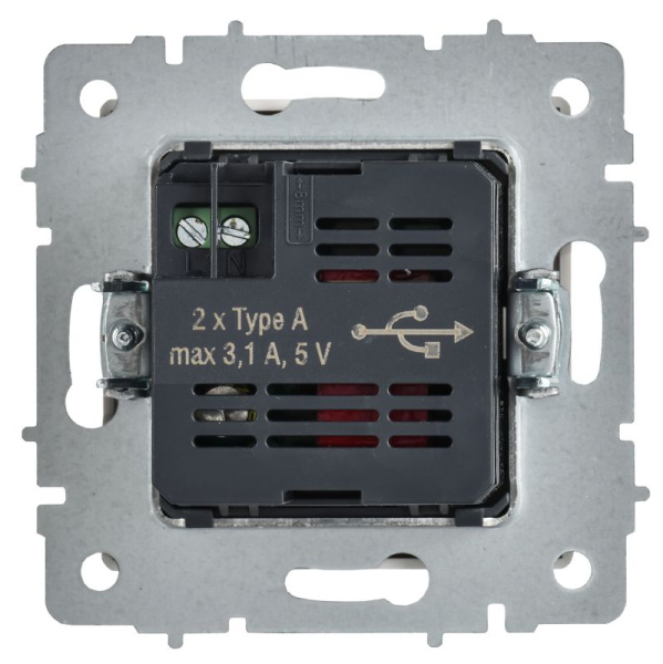 Розетка BRITE РЮ10-1-БрАБ USB A+A 3.1А механизм арктич. бел. IEK BR-U21-D31-K91