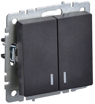 Выключатель 2-кл. СП BRITE ВС10-2-1-БрЧ 10А с индик. механизм черн. IEK BR-V20-1-10-K02