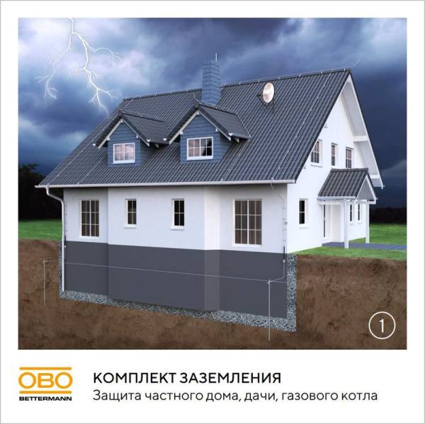 Комплект заземления безмуфтовый d16мм 6м FT OBO 6841193