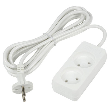 Удлинитель 2х3м без заземл. 10А Ultra S-CU2-3 WHITE бел. Uniel UL-00009977