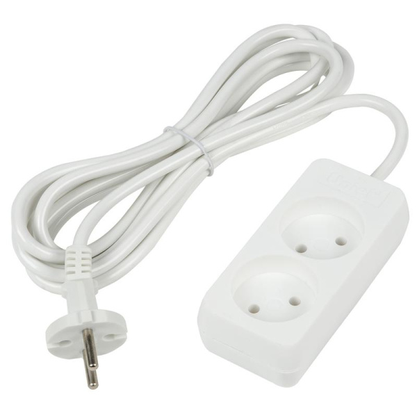 Удлинитель 2х3м без заземл. 10А Ultra S-CU2-3 WHITE бел. Uniel UL-00009977