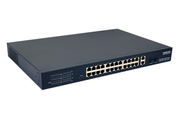 Коммутатор PoE SW-62422(400Вт) Fast Ethernet на 24хRJ45 портов + 2хGE Combo uplink порта OSNOVO 13235